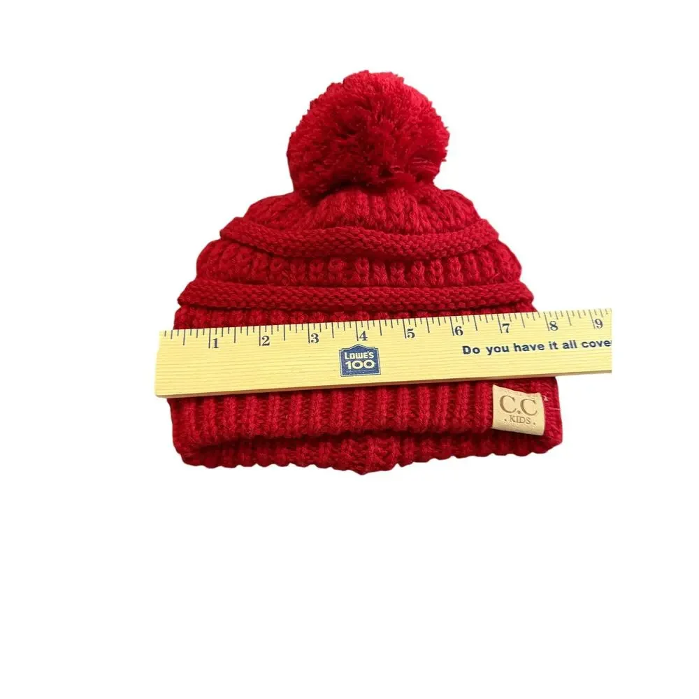 C.C. Kids Winter Cable Knit Beanie Unisex Childrens Toddler ages 2-6 Pompom